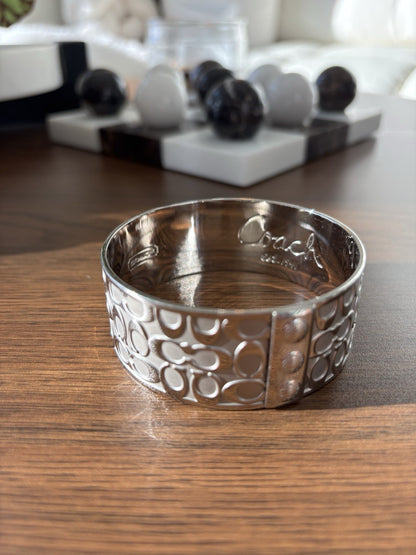 COACH Signature C Wide Bangle Bracelet Silver Plated Monogram Vintage 2000s