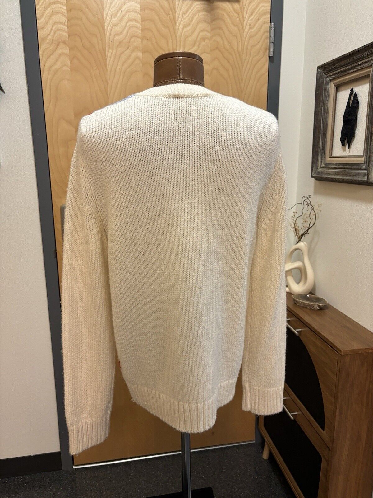 Winter COACH Ski Fair Isle Real Wool Sweater | Hand Knit | Red White Blue ($595)