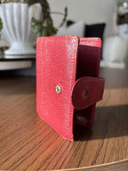 GUCCI Authentic Vintage Red  Leather Bifold Wallet With Button Made In Italy