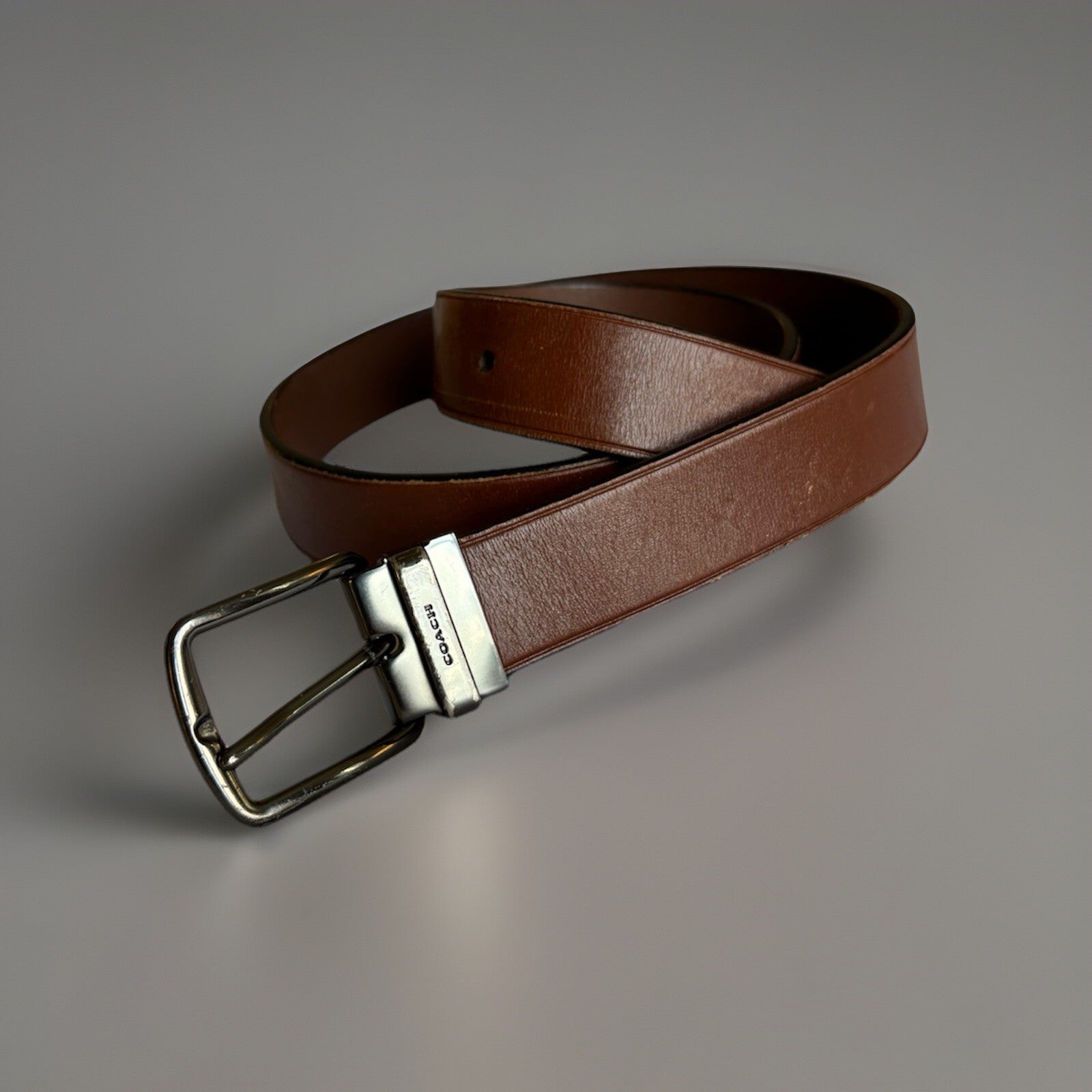 Designer COACH Belt Gun Metal Buckle Mahogany Brown Leather Cut 32 (org $175) ￼