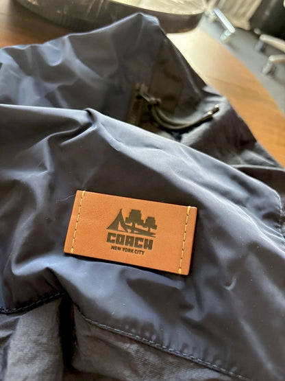 NWT Men COACH Runway Coat Poncho & Travel Bag Set Black/ Navy Size L (org $795)