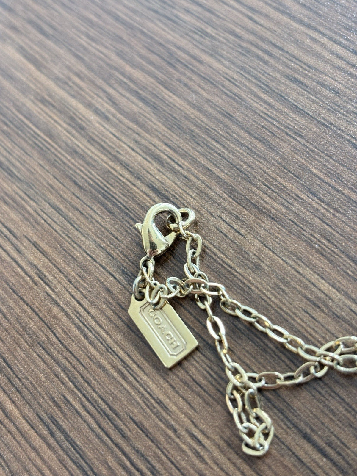 Great COACH Vintage Signature C Gold Plated Crystal Mix Chain Logo Long Necklace