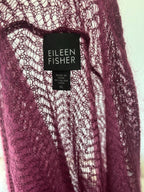 EILEEN FISHER Mohair Blend Cardigan Purple Open Knit Italian Yarn Sweater USA XL
