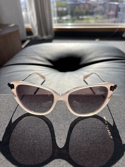 NEW Designer COACH Retail Light Pink Sunglasses Brass Flower Hardware (org $197)