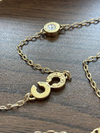 Great COACH Vintage Signature C Gold Plated Crystal Mix Chain Logo Long Necklace
