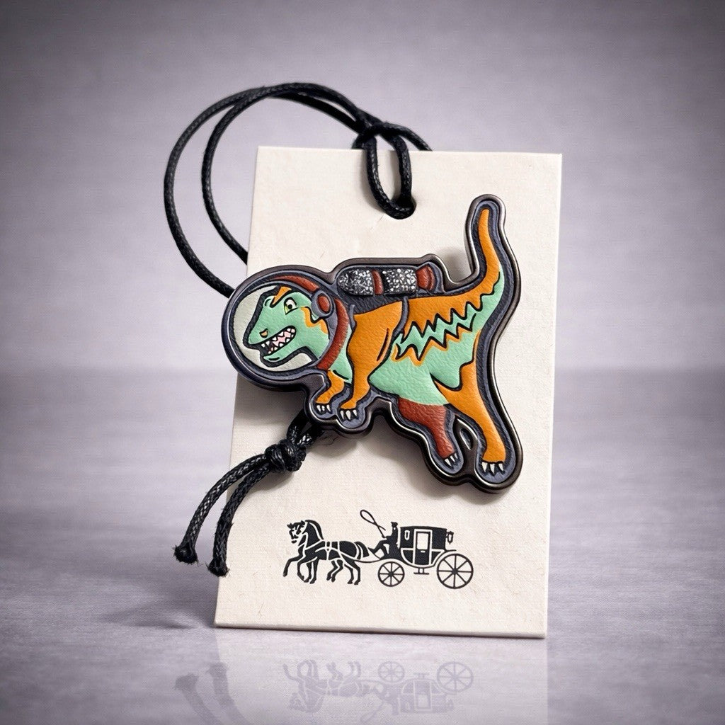 RARE COACH 1941 Space Rexy Jetpack Pin Metal Leather Collectible Runway #10639