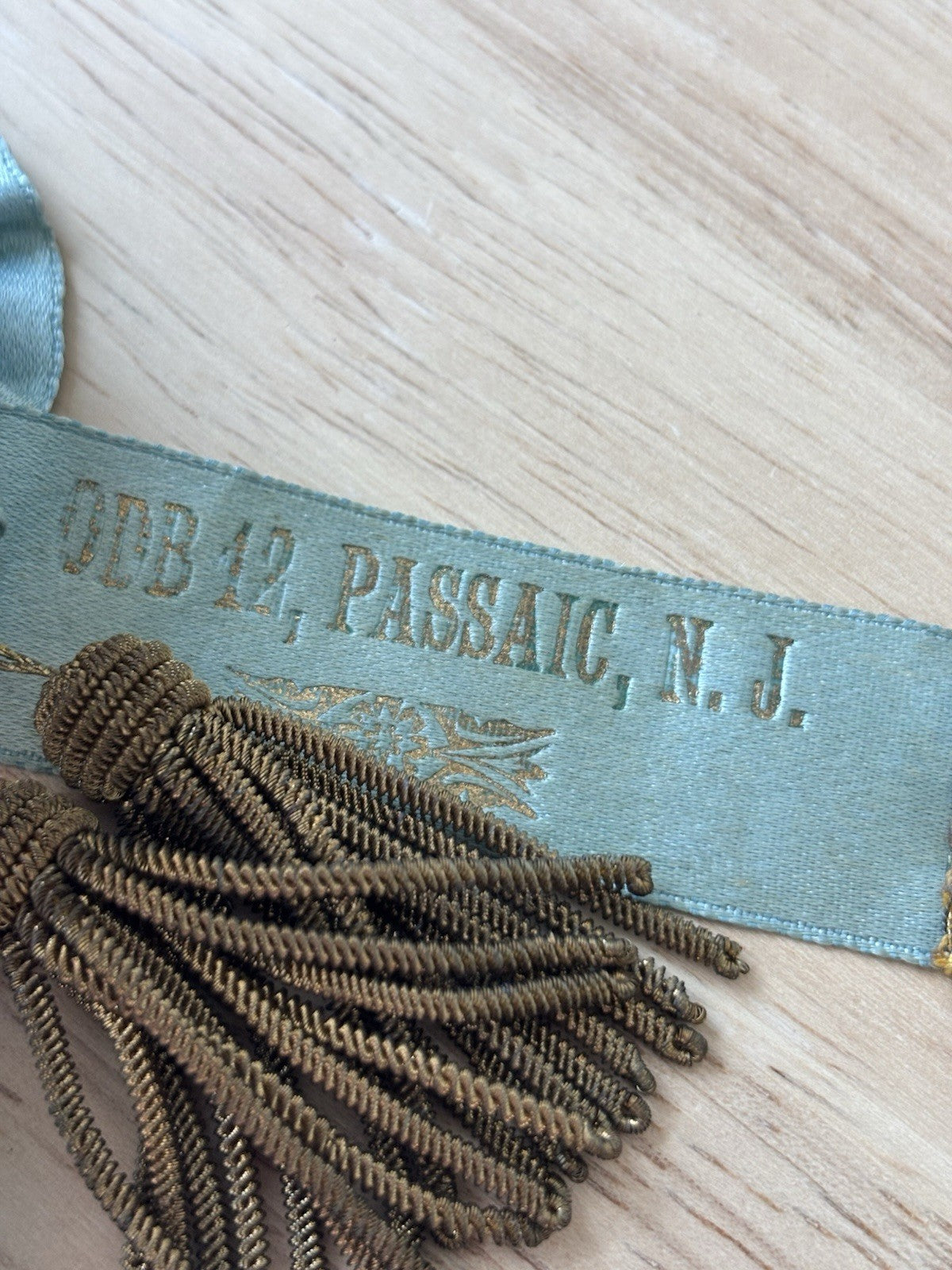 1893 ANTIQUE Slovak Sisters Branch 12 Passaic NJ Blue Ribbon Rosette Prize Badge