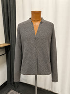 EILEEN FISHER Textured Wool Blend Cardigan Medium Taupe Gray Button-Up Sweater