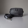 COACH Charter Crossbody Bag Black Polished Pebble Leather Gunmetal Double Zip