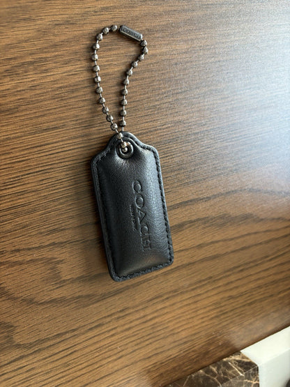 COACH Pillow Hangtag Black Nappa Leather Puffy Tag Gunmetal Chain Replacement