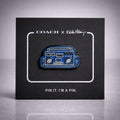 RARE Coach x Keith Haring Boombox Pin NWT Sky Blue Leather Style 29839