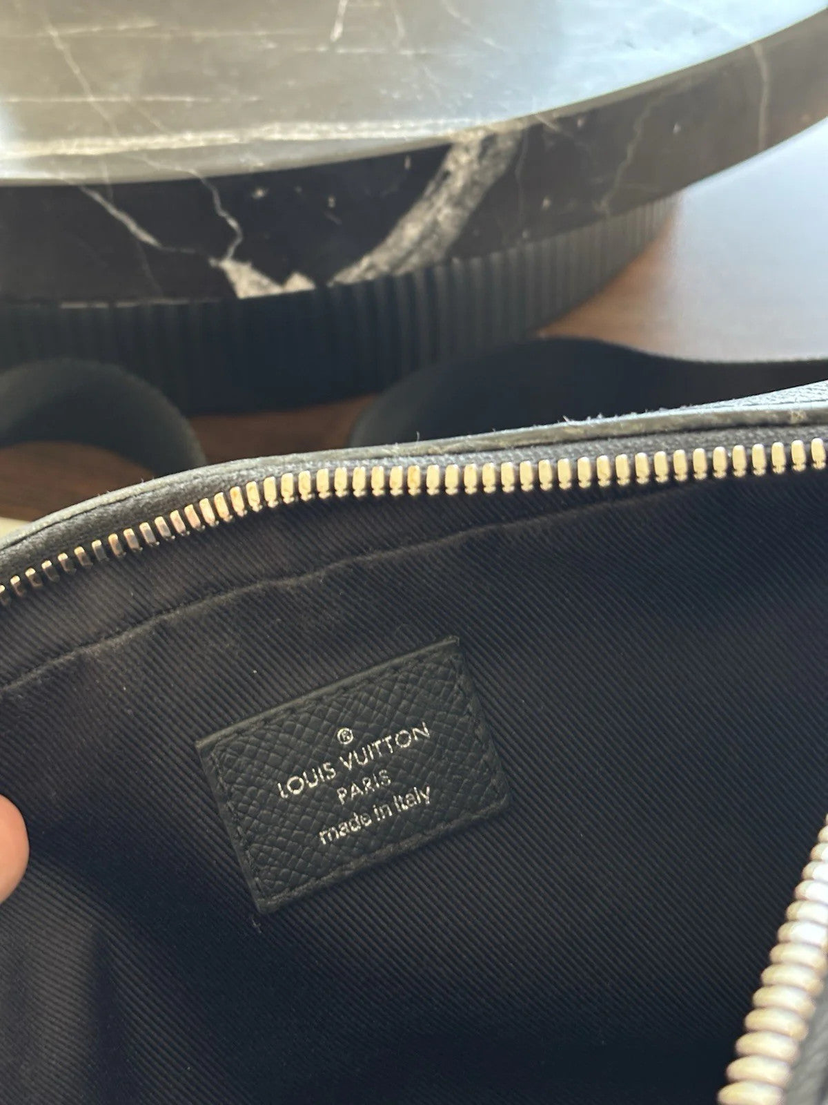 LOUIS VUITTON Authentic Monogram Eclipse Fannypack Designer Bum Bag Black Silver