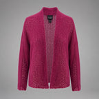 EILEEN FISHER Mohair Blend Cardigan Purple Open Knit Italian Yarn Sweater USA XL