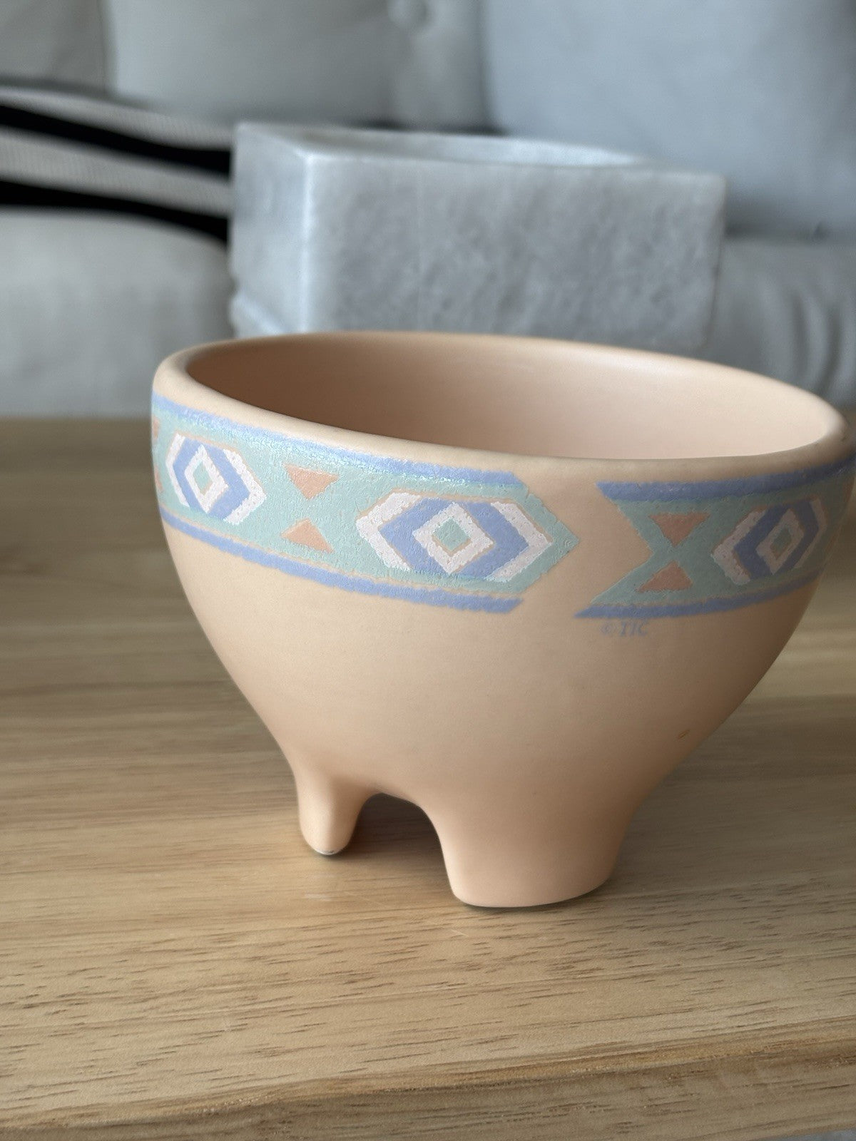 1983 VINTAGE “Treasure Craft” USA Southwest Ceramic Terracotta Salsa Dip Bowl