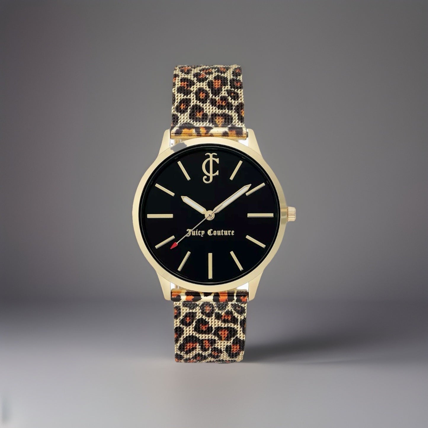 NEW Leopard Print JUICY COUTURE Quartz Watch Blk/Gold Dial Mesh Adjustable Band