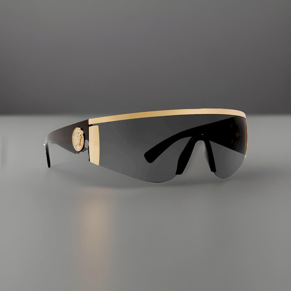 VERSACE Tribute Shield Black VE2197 Unisex Visor Wrap Mask Sunglasses (org $340)
