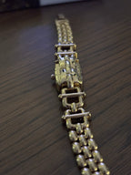 GRUEN Vintage Gold Tone Peekaboo Hidden Face Pearl Dial Slide Out Bracelet Watch