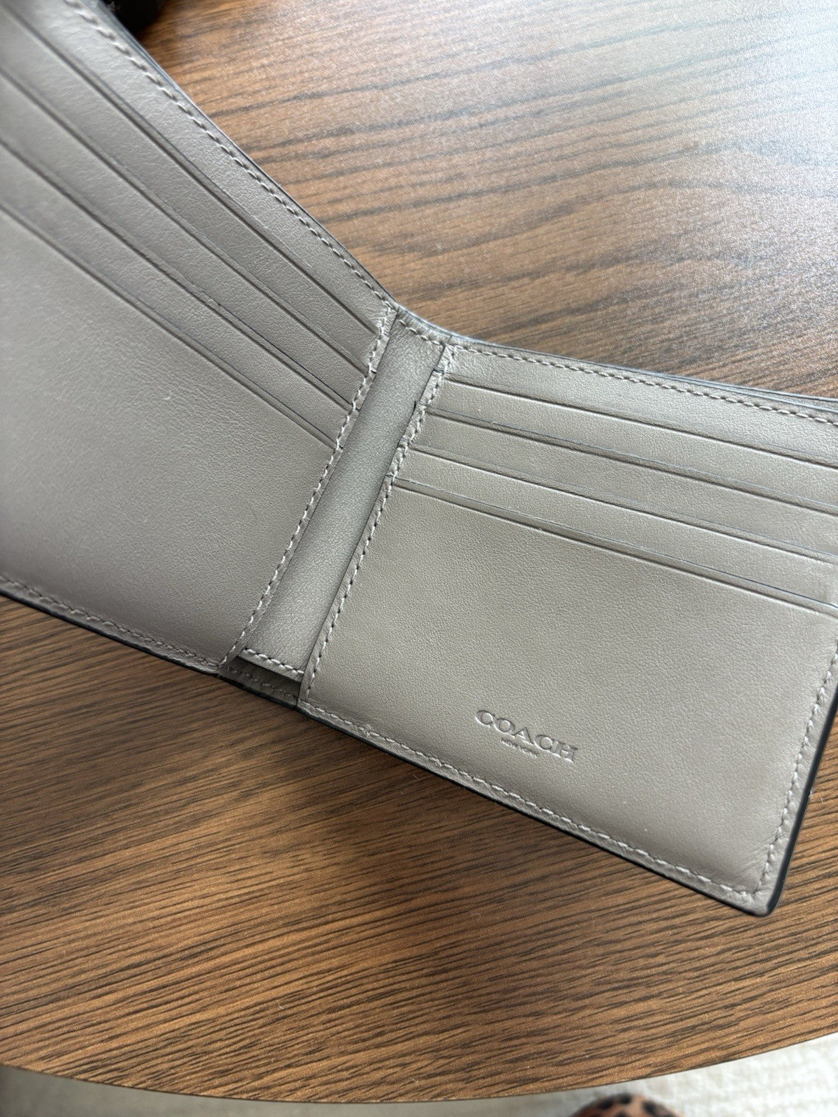 Rare COACH Retail Crocodile Embossed Leather Bifold Wallet Card Fog (org $225)