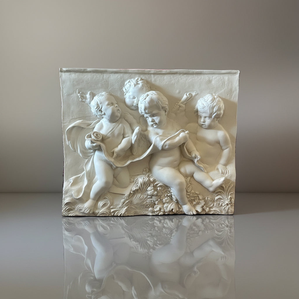 ANTIQUE stucco relief panel putti cherubs french François Du Quesnoy Wall Art