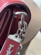 COACH Runway Red Leather Logo Idol Shoulder Bag Chain Crossbody Strap (org $695)