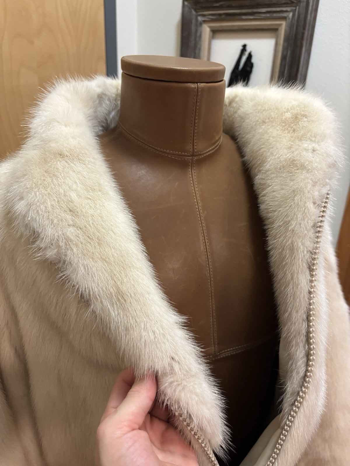 1970 FABIANI ROMA Vintage Mink Real Fur Coat Zip Jacket Cream/White (org $3500)