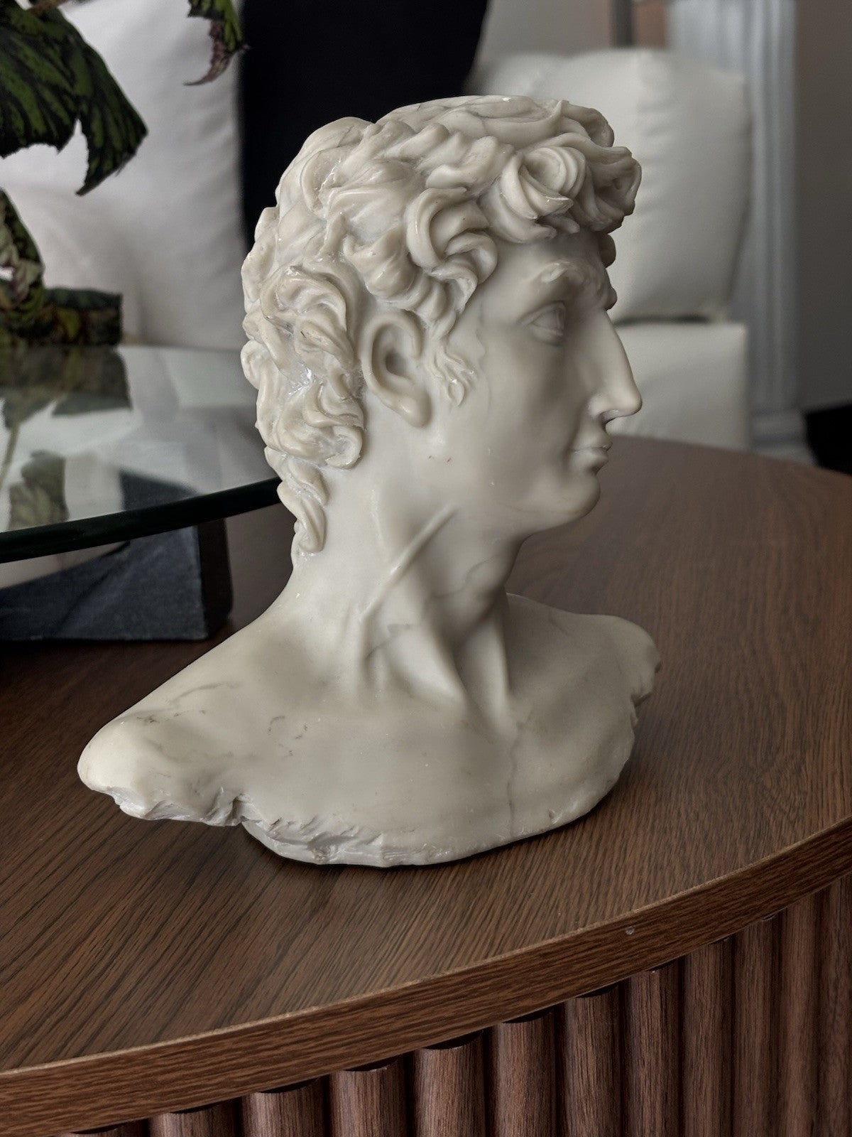 VINTAGE 1992 Michelangelo’s David Statue Bust Hand Made Marble Look Home Decor