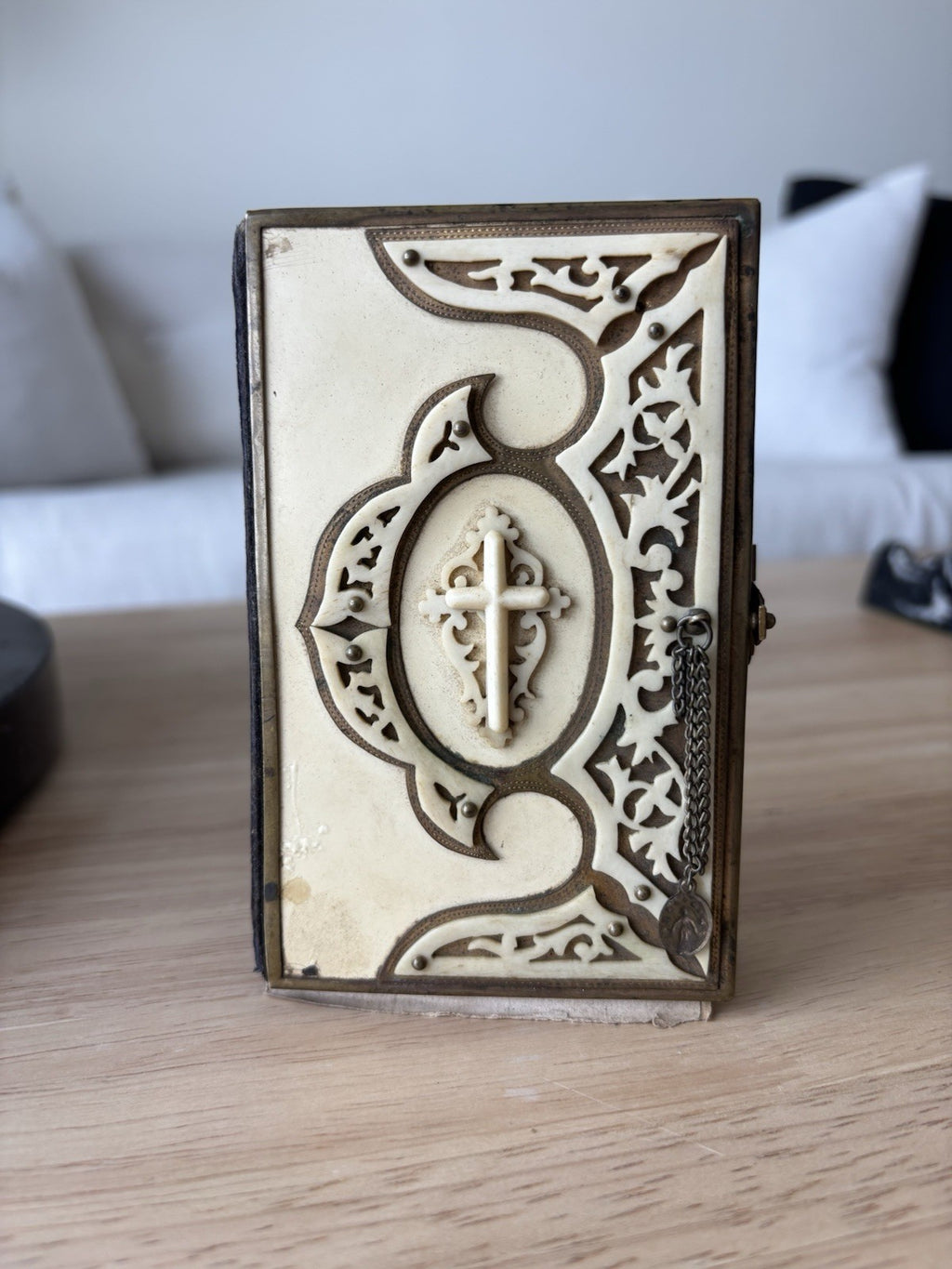 Antique 1875 Czech Bohemian Catholic Prayer Book  Hardcover Leather Brass Clasp
