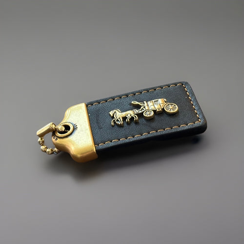 COACH 1941 Designer Hanging Tag Horse Carriage Bag Charm Fob Chain Black/Gold