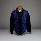 COACH Runway Sherpa Fur Coat Jacket Zip Signature Blue Size Large New (org $695)