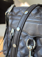 REBECCA MINKOFF Mini MAC Gray Quilted Leather Zip Crossbody Bag Chain (org $430)