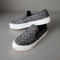 Coach Signature C Logo Canvas Slip On Sneakers Charcoal Women Size 11 (org $175)