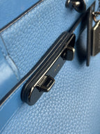 COACH Swagger 27 Pebble Leather Satchel Bag Electric Blue Top Handles (org $395)