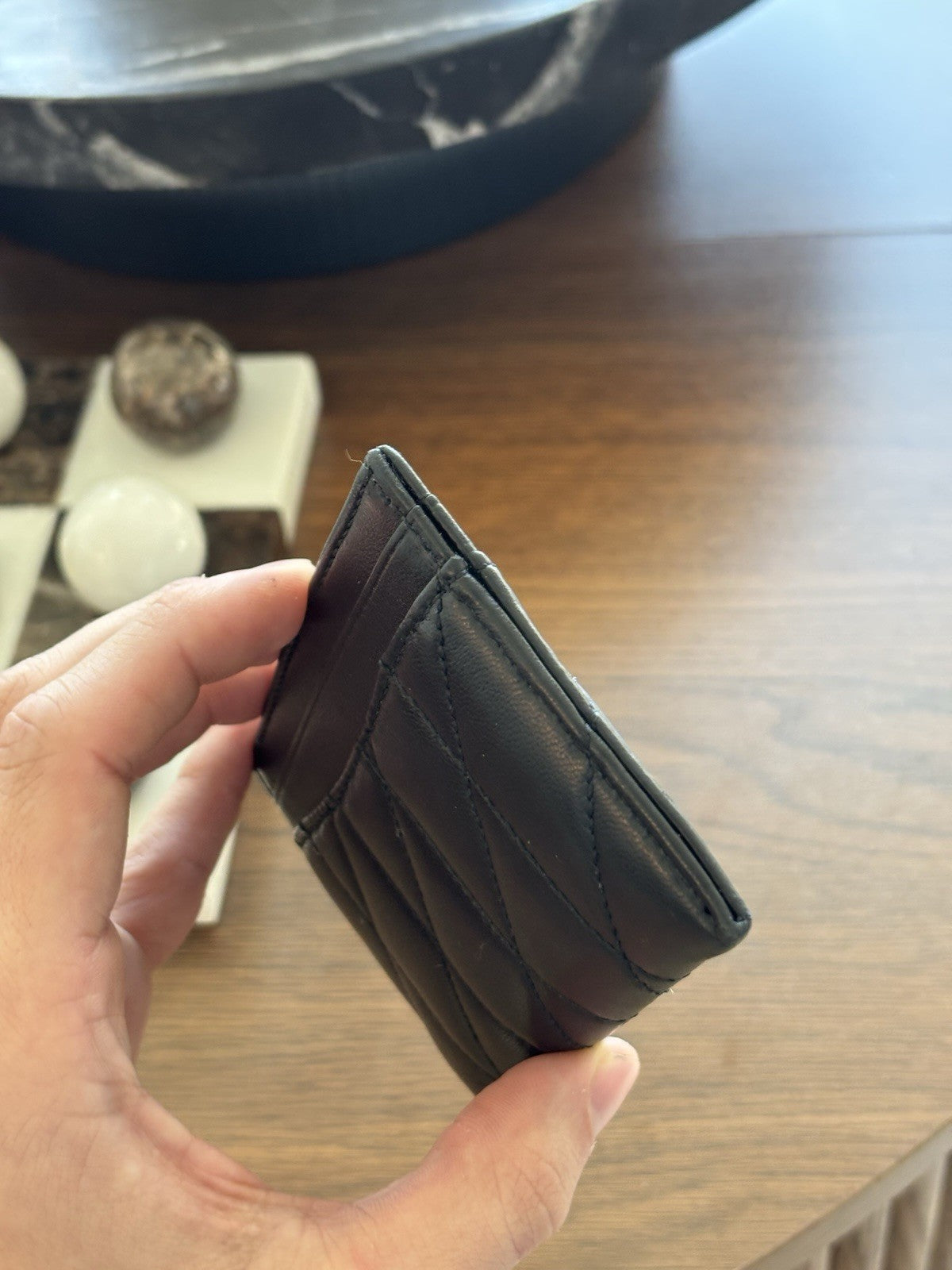 LIMITED EDITION Coach Quilted Pillow Leather Card Case Wallet Black Gunmetal