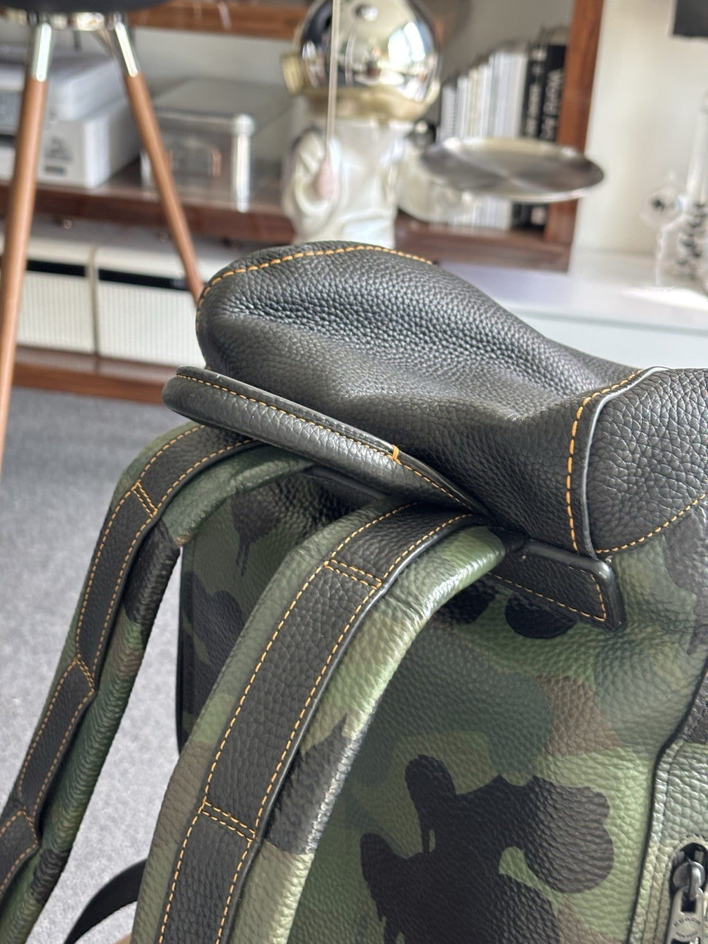 COACH Designer Backpack Rare Camo/black Pebbled Leather Suede Stripe (Org $795)