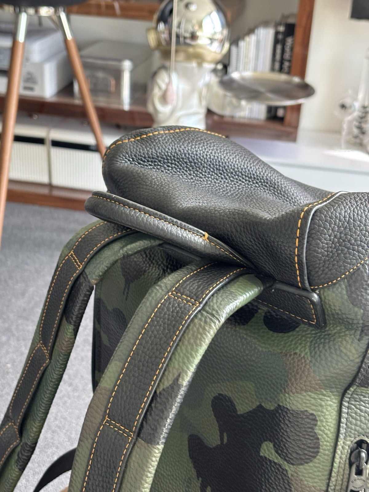 COACH Designer Backpack Rare Camo/black Pebbled Leather Suede Stripe (Org $795)