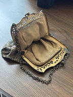 1940 VINTAGE Whiting & Davis Gold Mesh Evening Bag Purse Art Deco KissLock Clasp