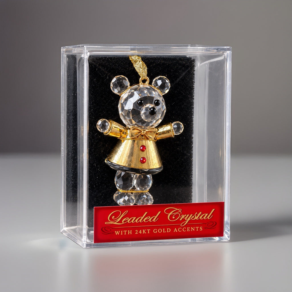 2003Vintage Rite Aid Leaded Crystal Bear Ornament 24K Gold Trim 3” New In Box