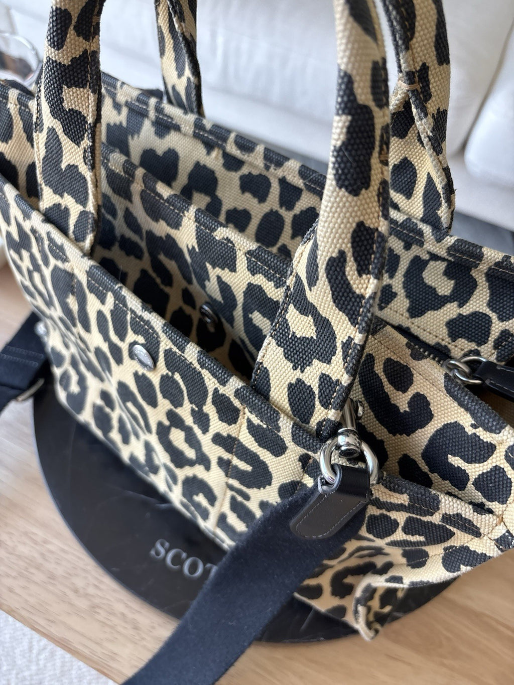 COACH Cargo Tote 26 Leopard Print Cotton Canvas Crossbody Bag CP769 (org $395)