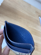 GUCCI Supreme GG Card Holder Beige Ebony Canvas Blue Leather 768248 (org $285)