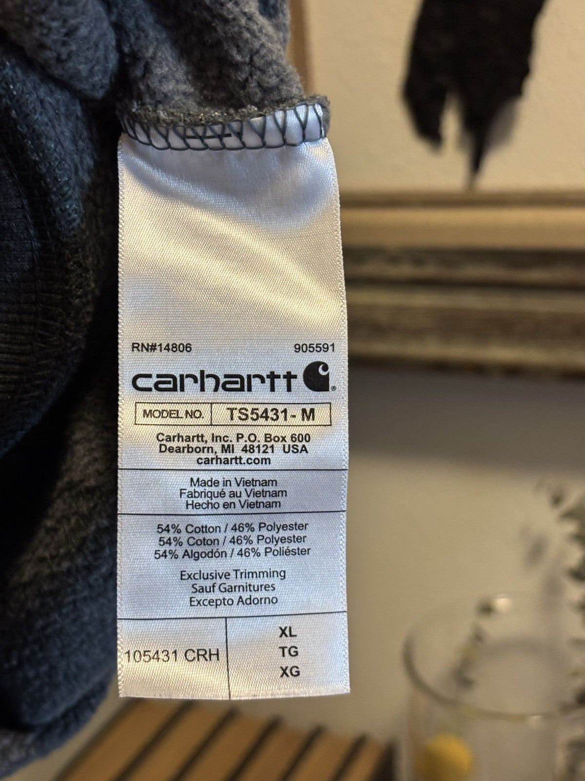 CARHARTT Rain Defender Hoodie Sweatshirt Heavyweight Grey Mens XL Orange Logo
