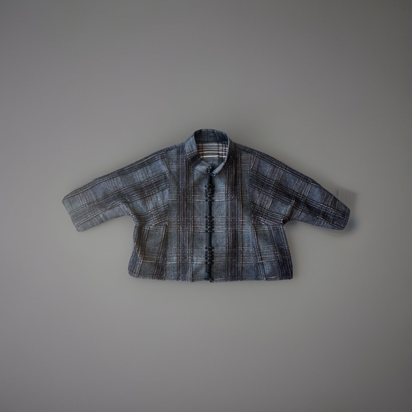 BABETTE 2006 Designer San Francisco Plaid Wool Blend Jacket Gray Zip Up Blazer