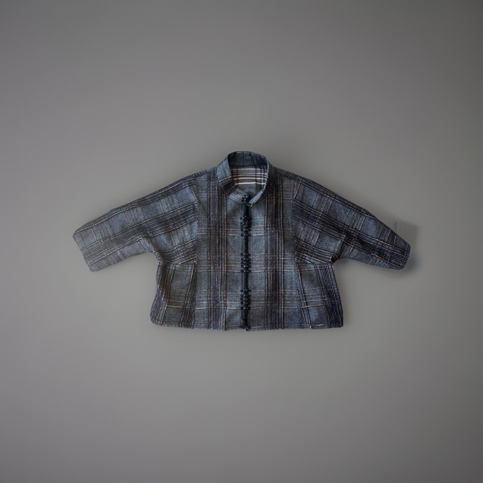 BABETTE 2006 Designer San Francisco Plaid Wool Blend Jacket Gray Zip Up Blazer