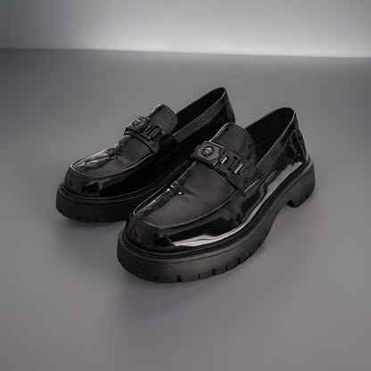 MEDUSA LOGO Designer Black Patent Finish Dress Shoe New Men Size 11 (org $685)