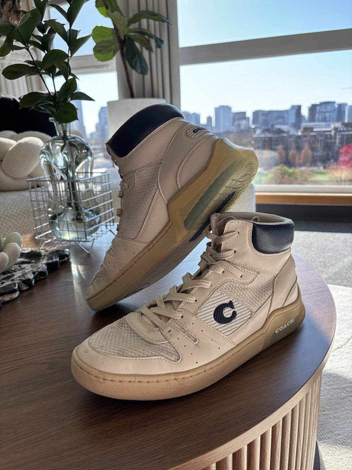 COACH Citysole Leather Suede High Top Lace Sneaker Shoe Chalk Men 10.5(org $195)