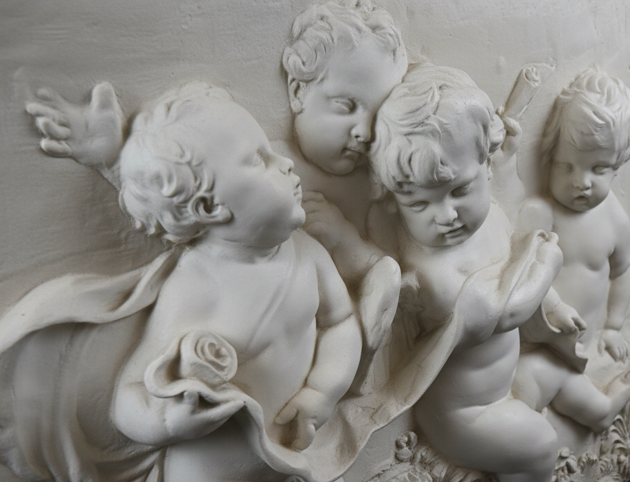 ANTIQUE stucco relief panel putti cherubs french François Du Quesnoy Wall Art