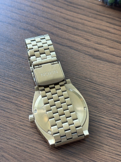 NIXON Time Teller Watch Blue Dial 37mm Gold Stainless Steel Mesh Band A045-1931