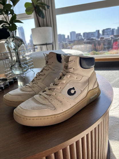COACH Citysole Leather Suede High Top Lace Sneaker Shoe Chalk Men 10.5(org $195)
