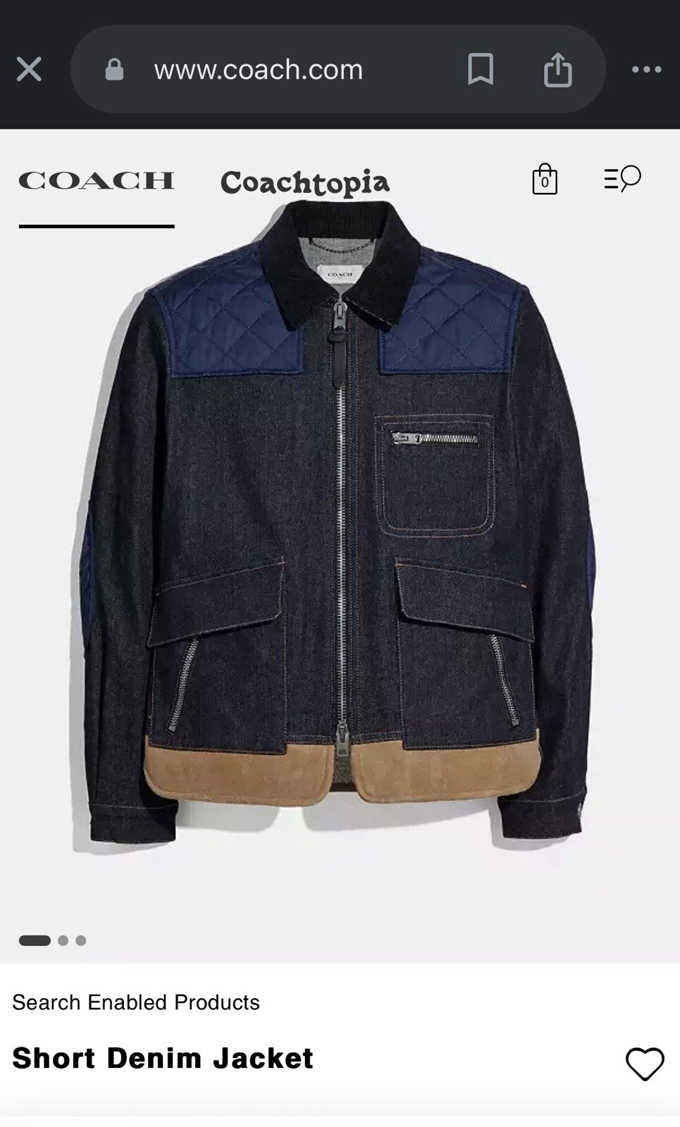 NEW Designer COACH Denim Shearling Jacket Coat Blue Tan Zip Size 50 (org $895)