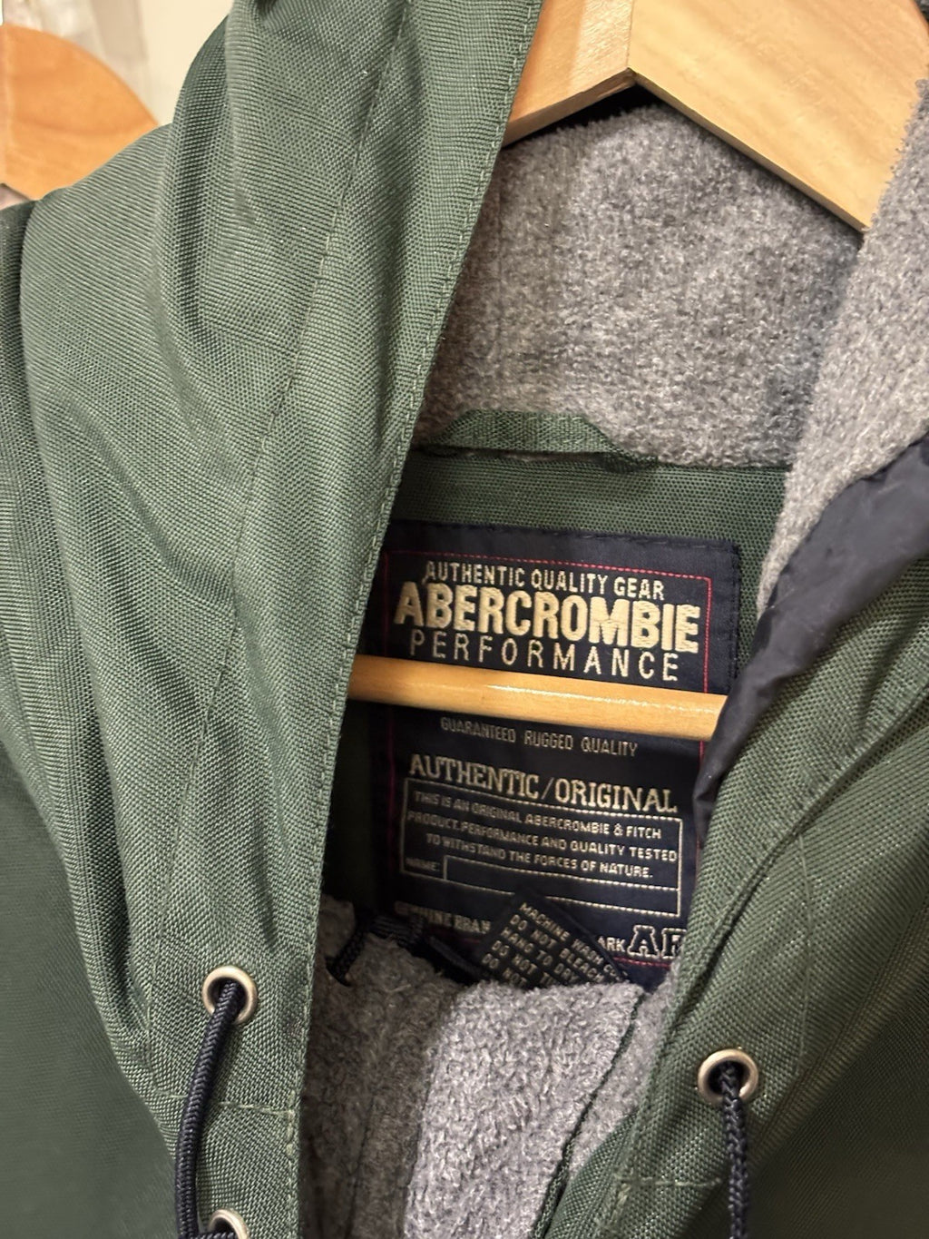 VINTAGE 1990 Abercrombie & Fitch Windbreaker Jacket Green Varsity Stripe Hood XL