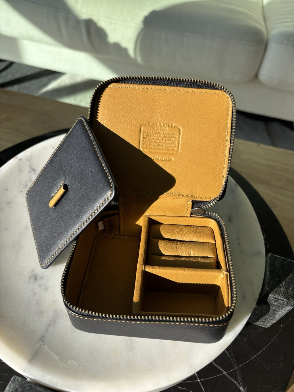 COACH Zipped Around Jewelry Leather Case Box Organizer Black (org $195)